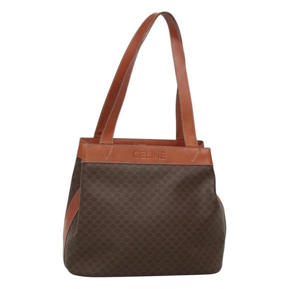 CELINE Macadam Canvas Tote Bag PVC Leather Brown Auth EC931 - Picture 1 of 16